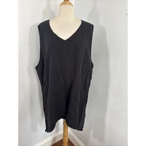 Kasbah Top Womens 28/30 Black Linen‎ V Neck Oversize Asmy Lagenlook Beachy